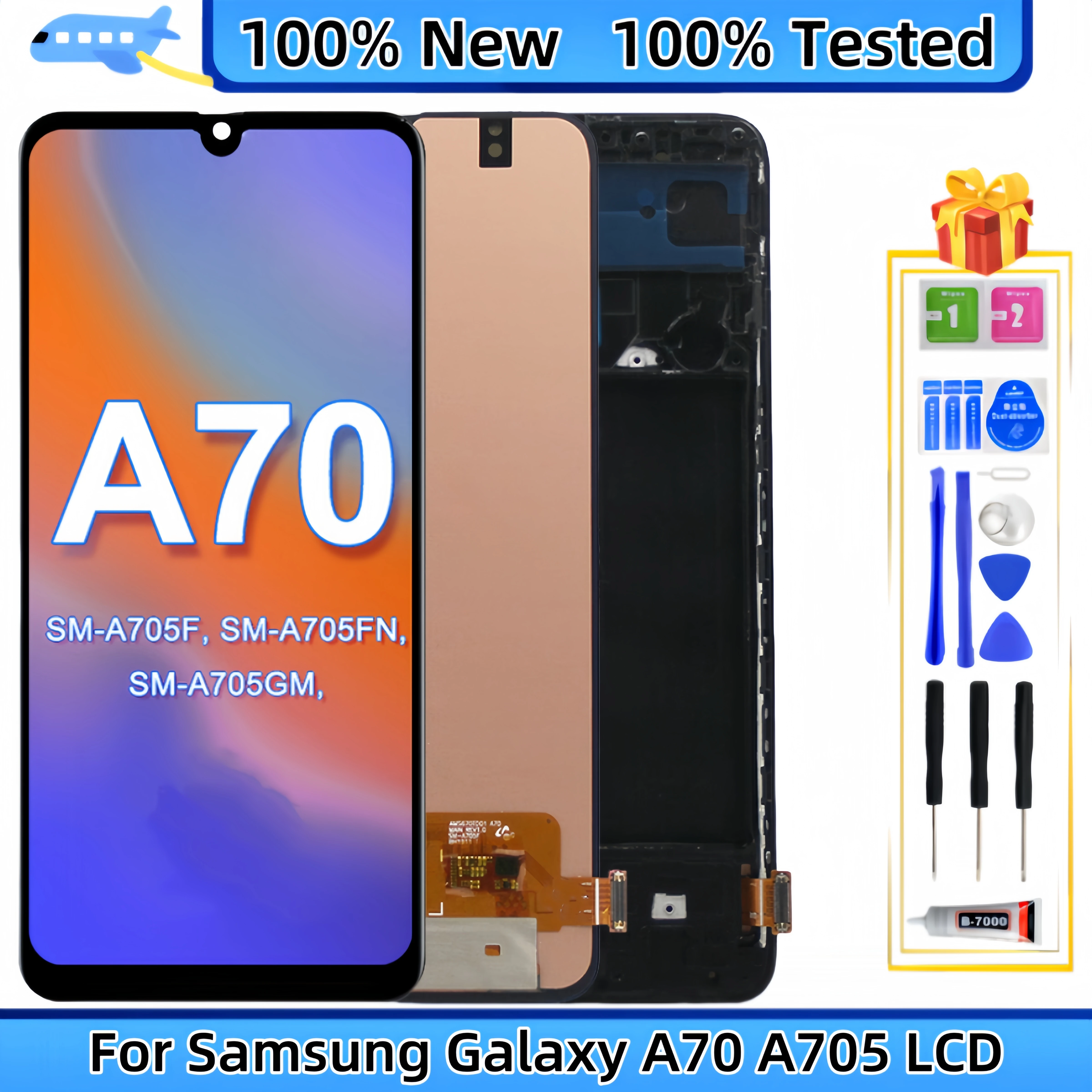 LCD Display Touch Screen Digitizer Assembly Replacement, Samsung Galaxy A70, A705F, SM-A705FN, A705GM, A705MN, A7050, A705W