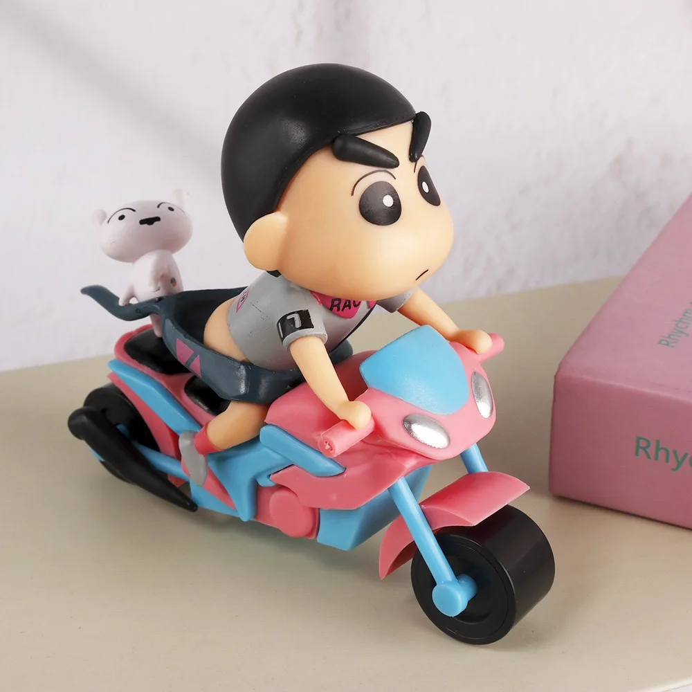 Crayon Shin Chan Anime Figure Motorcycle Cartoon Cute Drive Action Figure Model Desktop Ornaments Statue Collectible Toy Gifts