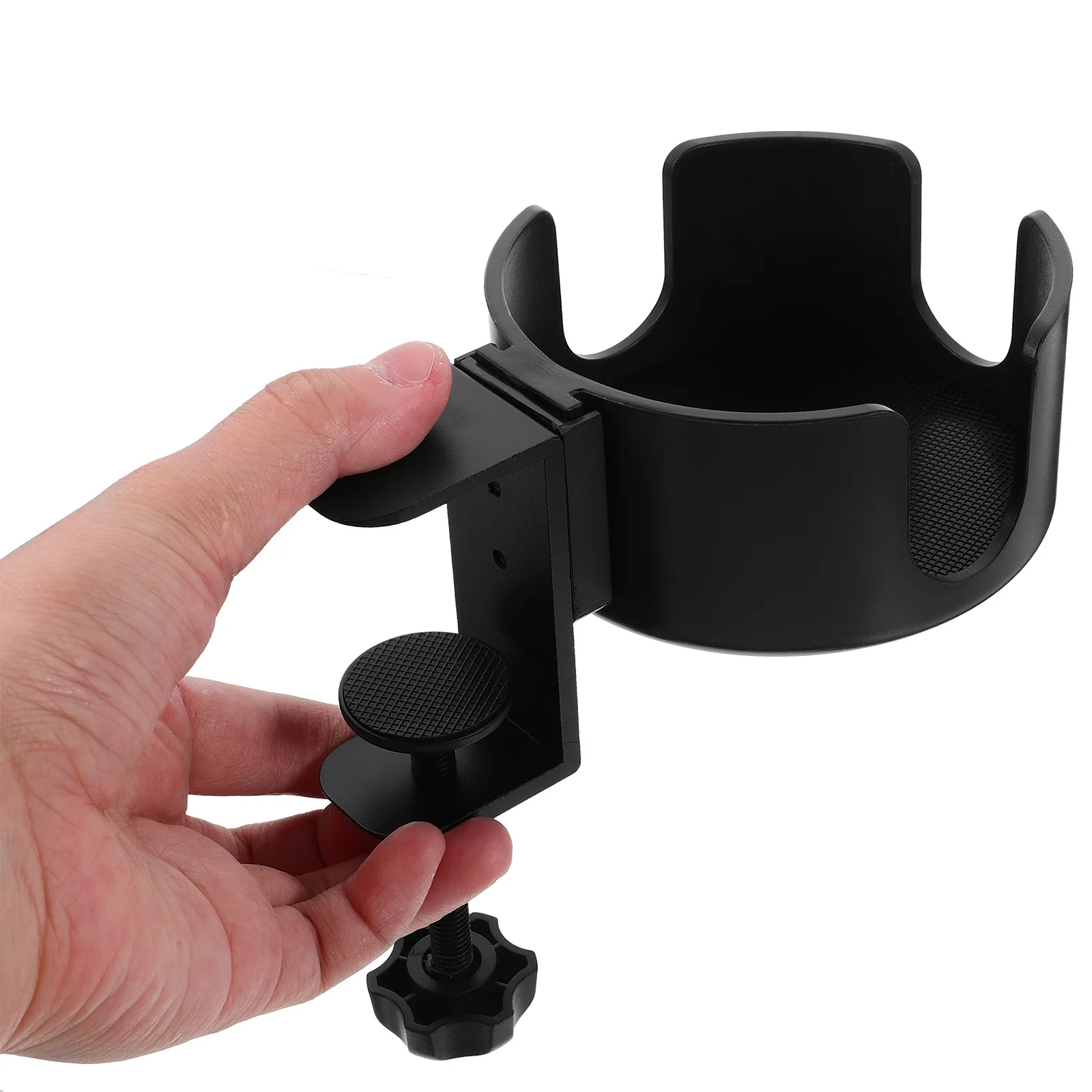 

Black Desk Cup Holder Clip on Anti-Fall Table Edge Clamp Stand Cup Storage Rack for Office Desktop Supplies Office Supplies