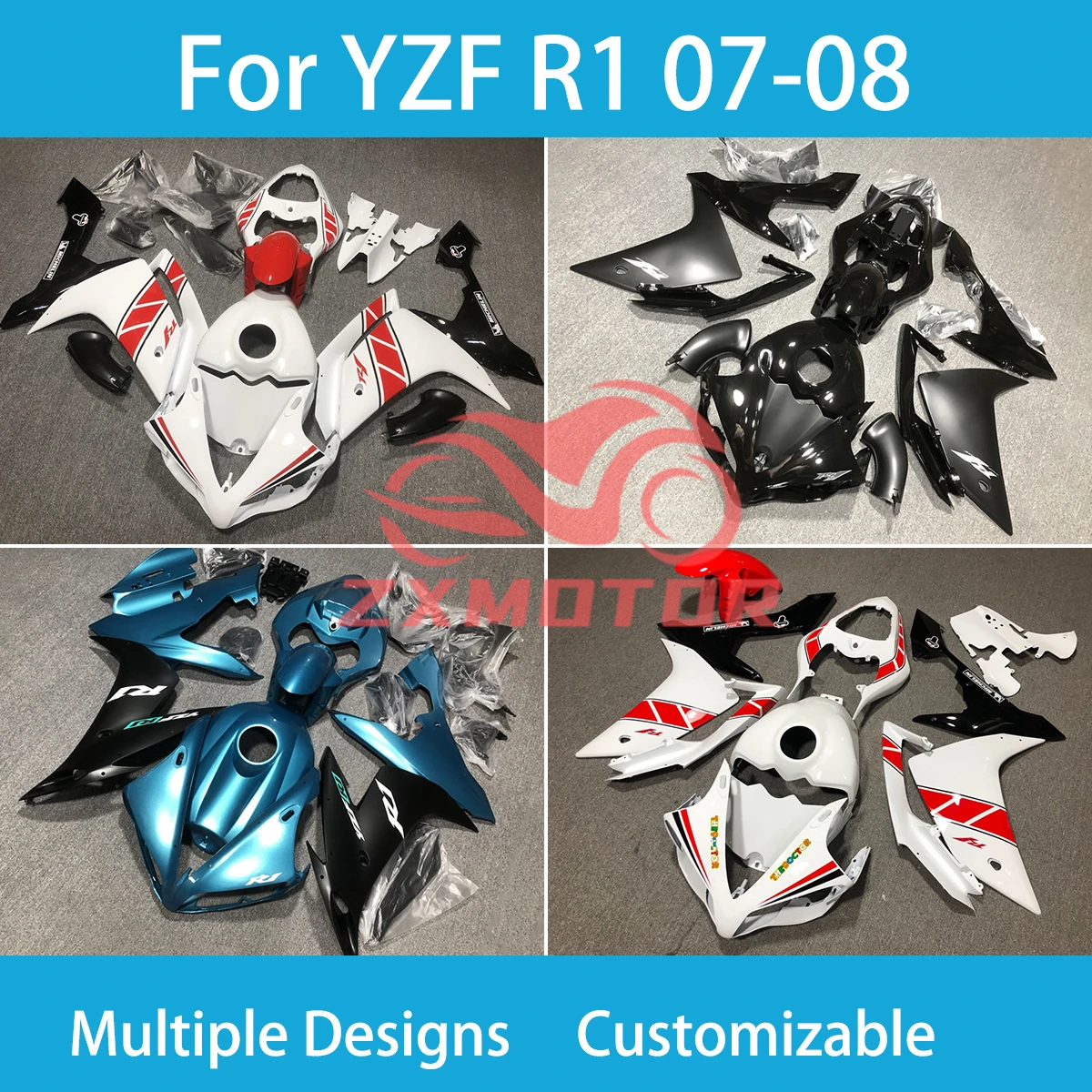 

Подходит для Yamaha YZF-R1 2007 2008, обтекатели для мотоциклов, прочный, хорошее качество, комплект обтекателей для кузова из АБС-пластика R1 07 08