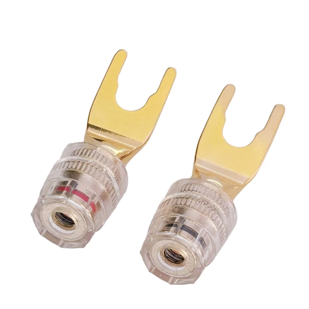 

2PCS Gold Plating Y Spade to Banana Female Plug Y-Type Connector Adapter Plug to 4mm Jack Audio Socket Speaker Cable Connector