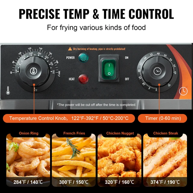 SucceBuy 12L Electric Deep Fryer w/Dual Removable Tanks Commercial Countertop Fryer for Chicken French Fries Frying Chips 4 SucceBuy 12L Commercial Deep Fryer – Dual Tank Electric Fryer with Non-Stick Coating – view 4