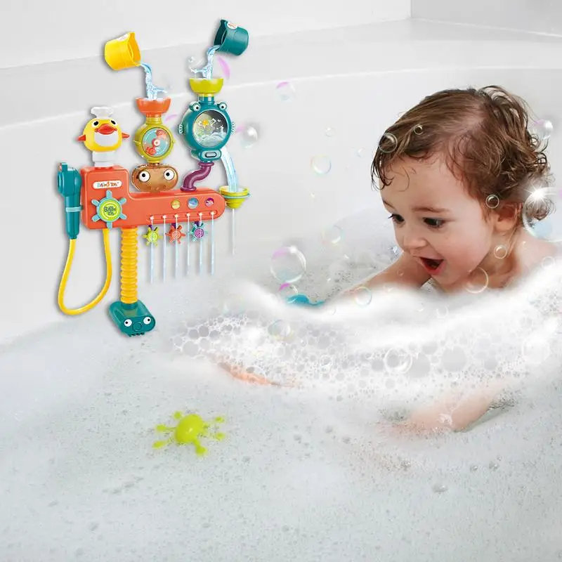 Kids Bath Pipes Toys Bathtub Toy Water Toys Educational Toys With Pipes & Valves Toddler Sensory Toys Shower Toys Interactive