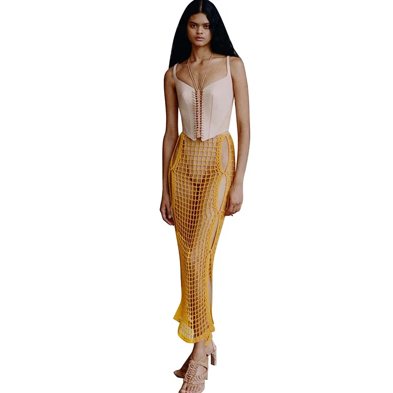 Hoge taille slim fit uitgeholde kokerrok halflange straat sle kleur zomercollectie faion-rokken voor dames