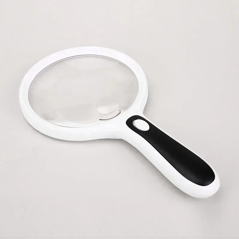 HD 130mm Magnifying Glass with Light 10x 20x Handheld Magnifier Glasses with 4 LED High Brightness Lights for Reading Loupe