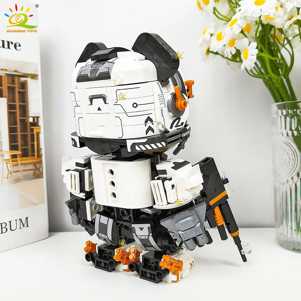 HUIQIBAO 525 pièces MOC Panda Mecha modèle bloc de Construction série Robot Animal brique Construction jouet enfants bureau décoration de la maison