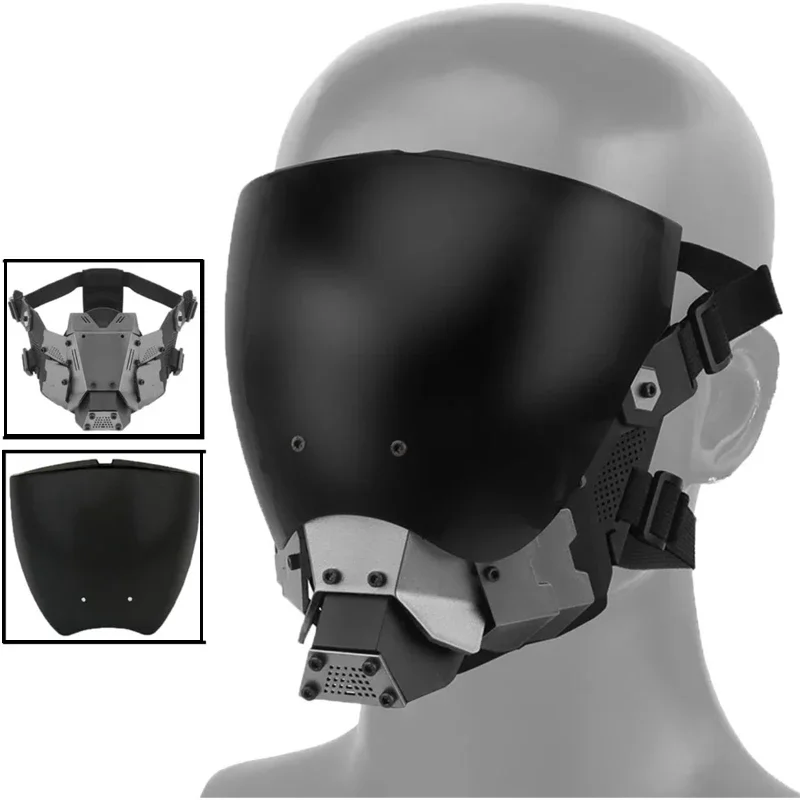 

Тактическая Маска на все лицо, дышащая маска для косплея в стиле киберпанк, двусторонняя противотуманная линза, защитное снаряжение для военных игр на открытом воздухе