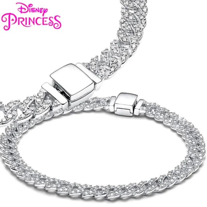 The 2024 Disney Princess New 925 Silver-Plated Lady Glittering Timeless Chain Bracelet For An Original Pandora Birthday Present