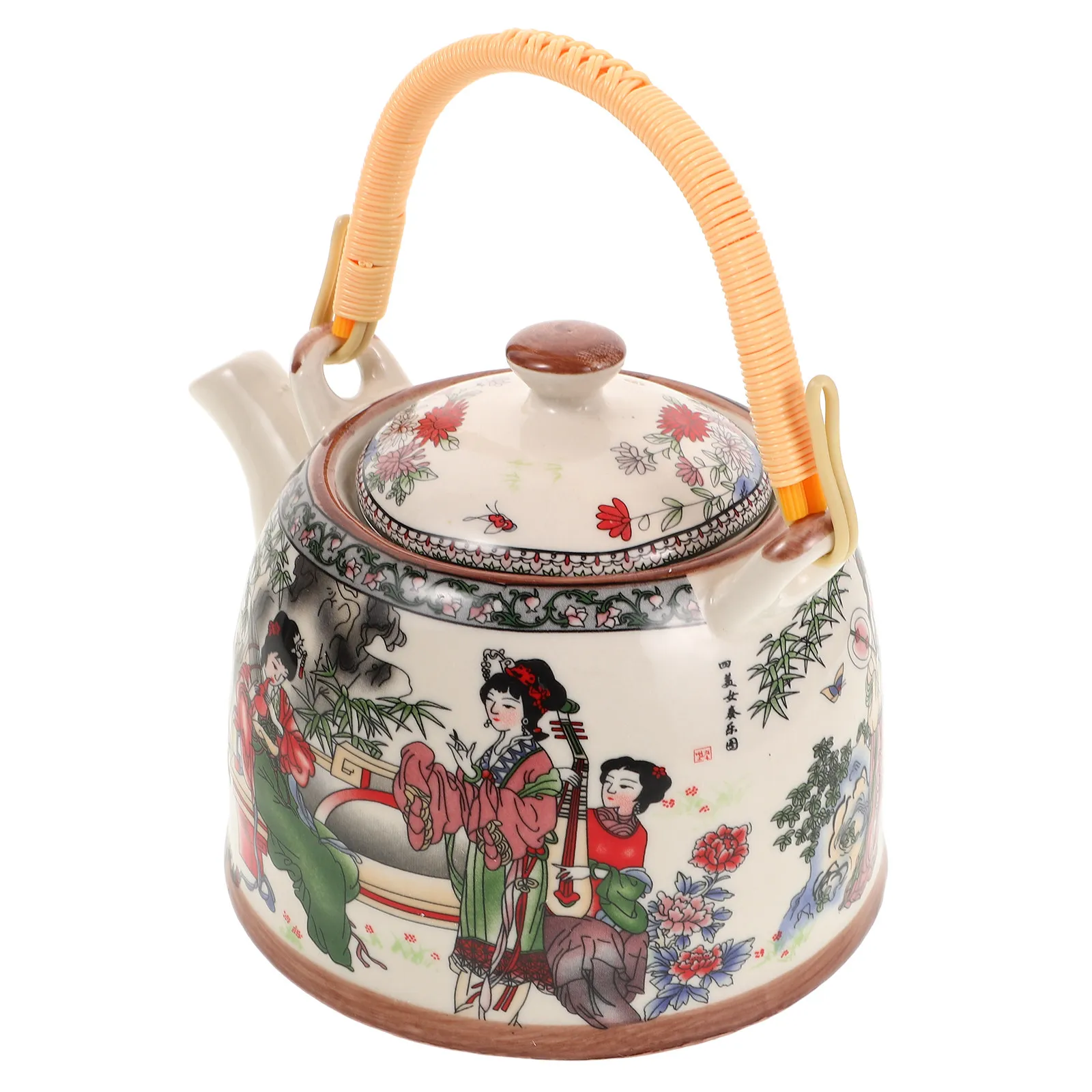 900Ml Chinese Ceramic Tea Kettle Vintage Four Design Gas Stove Stovetop Kettle Loose Leaf Tea Boiling Water