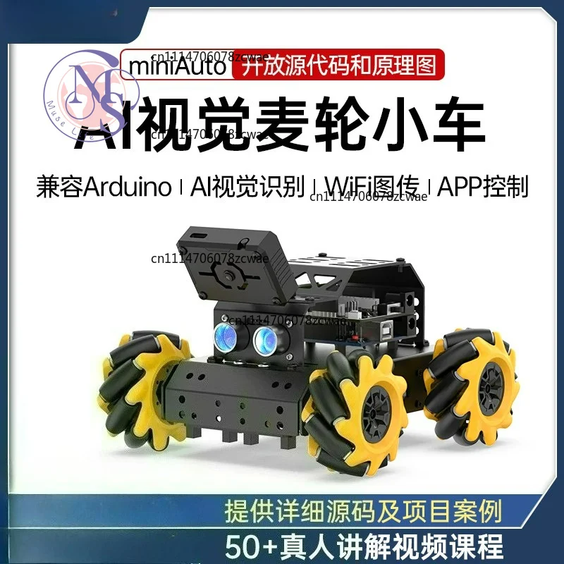 Arduino Smart Car, miniAuto Omnidirectional Mecanum‑Wheel AI Vision Recognition & Tracking, Programmable Robot