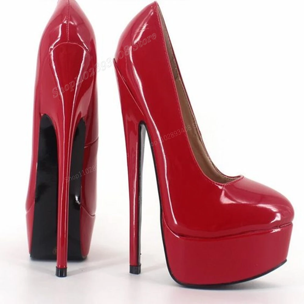 

Red Platform Shallow Patent Leather Pumps Stiletto High Heel Solid Fashion Sexy Women Shoes 2024 Spring Zapatos Para Mujere