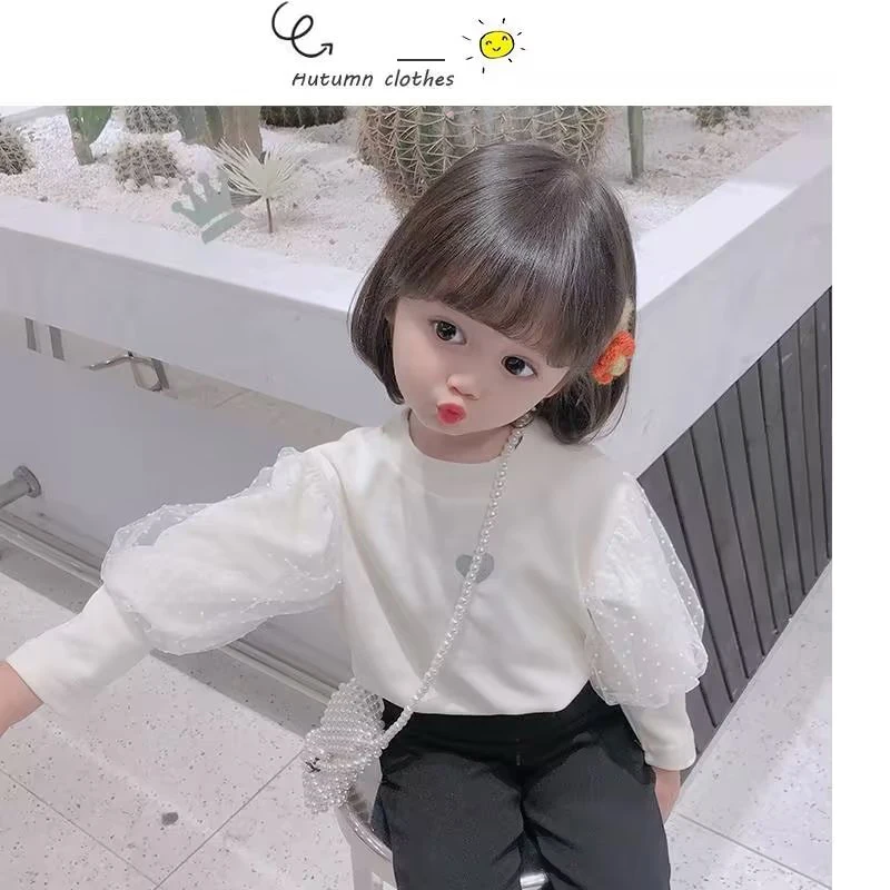 GirlsTees Puff Long Sleeve T-shirt Baby Clothes Winter Autumn Pullovers Korean Kids New Tops Children\'s Clothing 2-6T2022