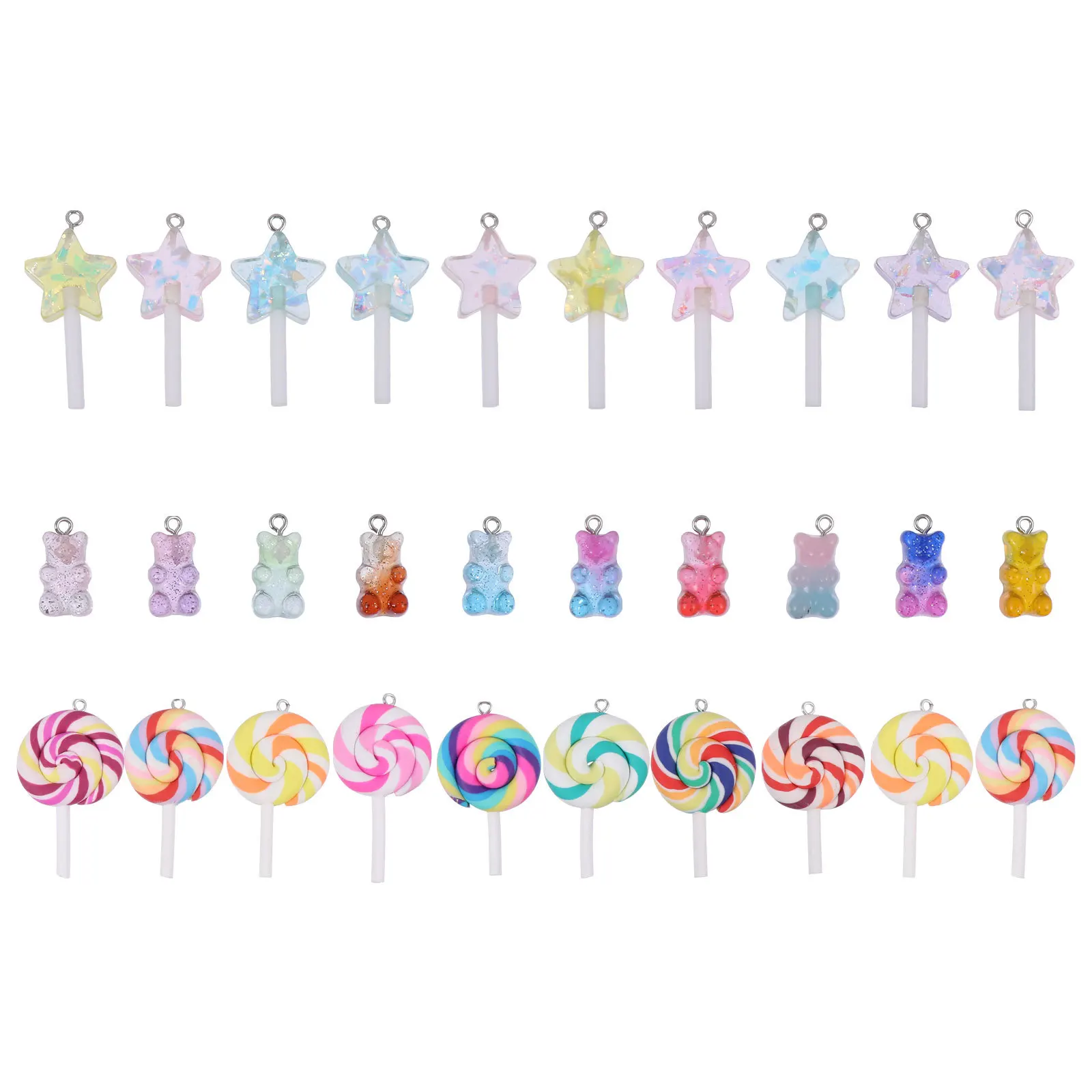 30Pcs Colorful Resin Pendants Jewelry Making Charms Kit Earring Necklace Keychain Bracelets Supplies for Women Men