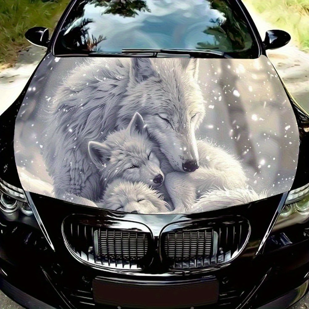 Snow Wolf Shadow Hood Protector - Aesthetic Style White Wolf Shape, High Quality Vinyl, Weatherproof Outdoor Decals, Ideal Gifts