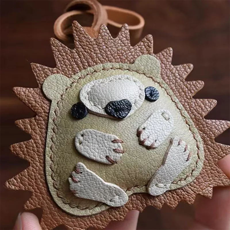 Lambskin Leather Handmade Hipster London Bus Cartoon Omnibus Croissant Original Pure Handmade Pumpkin Key Pendant Gift Customize