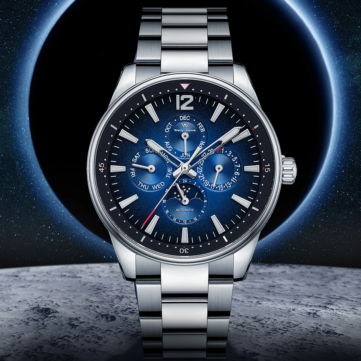 

Часы WM Автоматические механические часы Водонепроницаемые многофункциональные деловые мужские часы Часы Welly Merck Watch WM160M