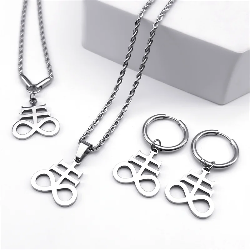 Women's Stainless Steel Satan Cross Jewelry Set