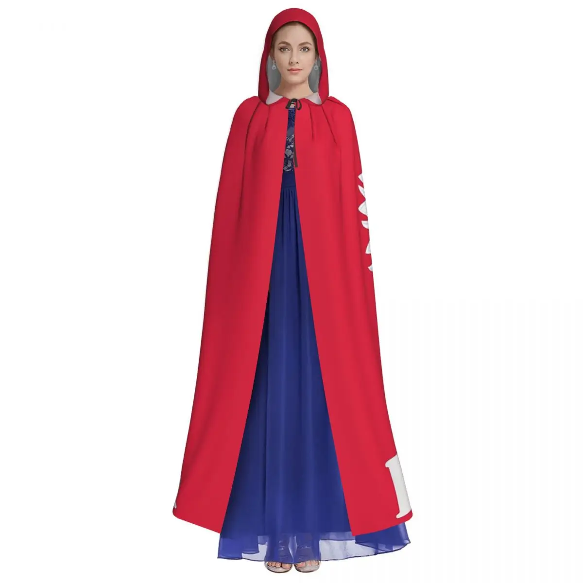 Flag Eagle Long Hooded Cloak Witch Medieval Costume Cosplay Cape HalloweenParty Adult Unisex keep warm Water Resistant
