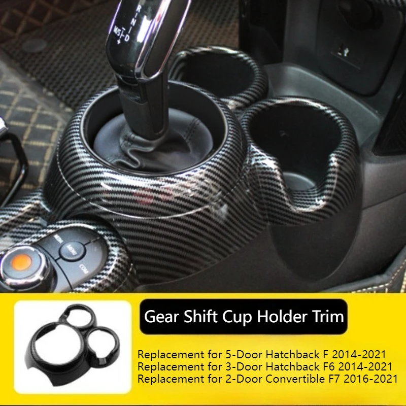 For BMW Mini Cooper Hatchback F55 F56 F57 2014-2021 Car Console Gear Shift Cup Holder Cover Trim Replacement Carbon Fiber