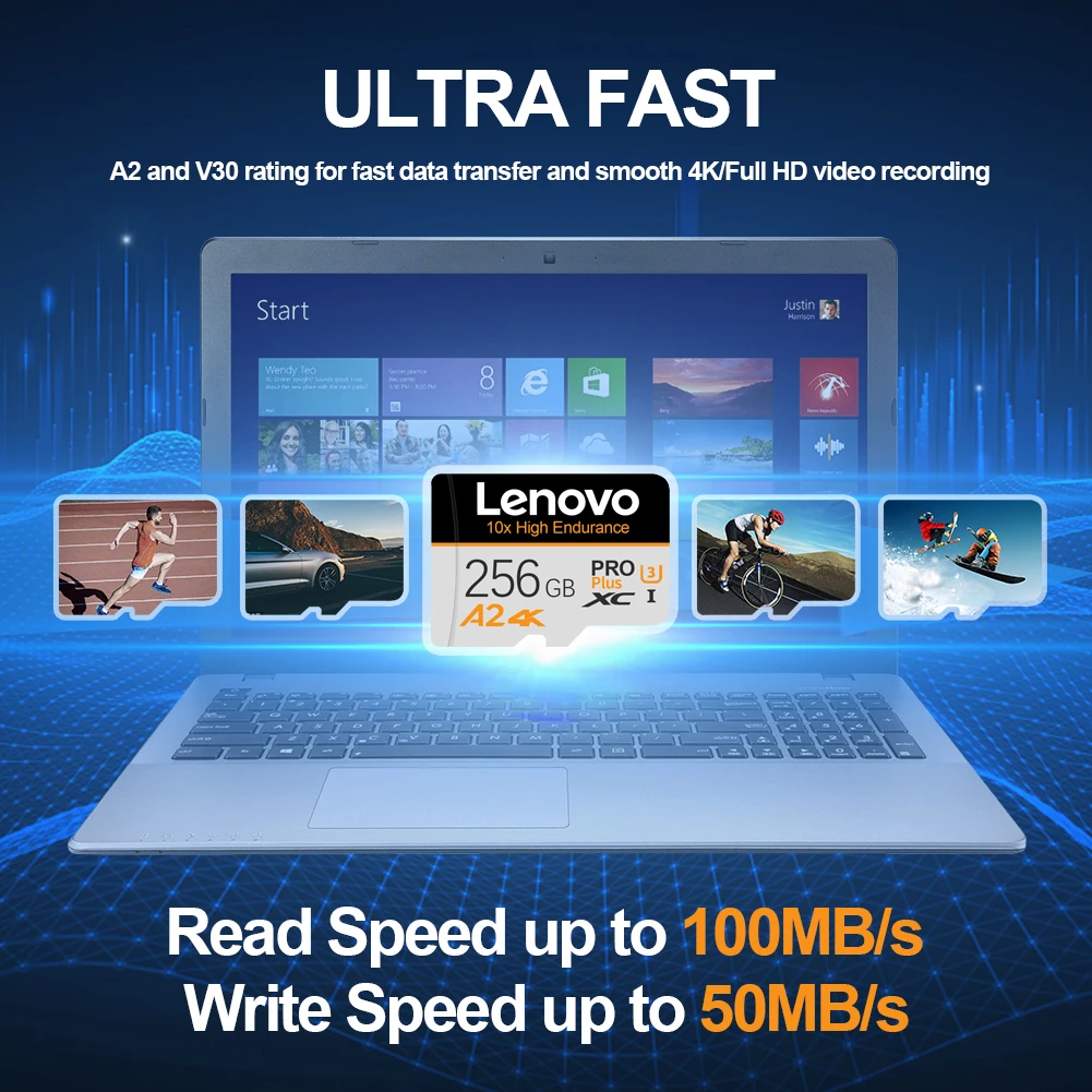 Lenovo SD Card 256GB 512GB Micro TF SD Card Memory Card A2 V60 For Quadcopter 128GB High Speed 4K Video Drone Footage Storage
