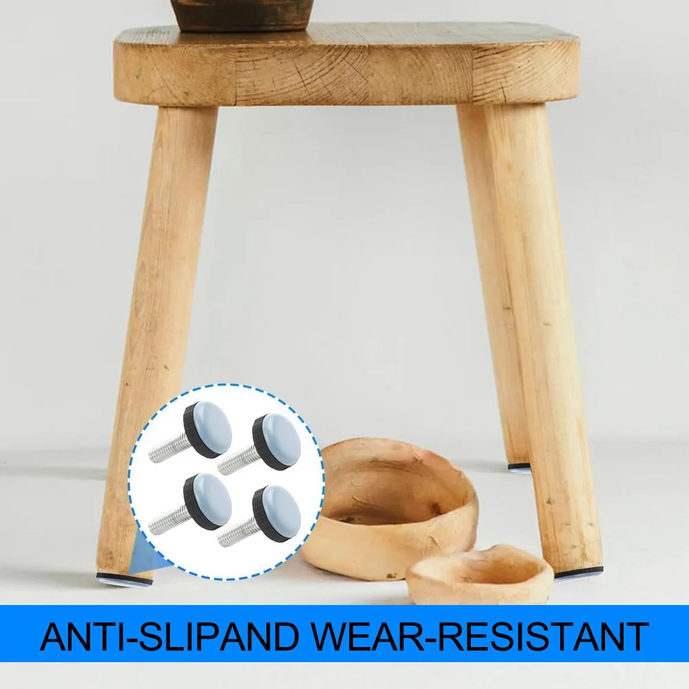 8pc Table Chair Foot Round Sliders Legs Pads With Screw Furniture Gliders Thread Sliding Foot With For M6 Thread Floor Protector
