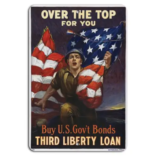 Over the Top for You: Support the Third Liberty Loan-Aluminum-tin sign