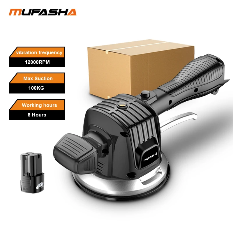 

MUFASHA 16.8V/One Battery Tile Vibration Machine Wall Floor Automatic Tiles Leveling Tool Suction Cup in Box