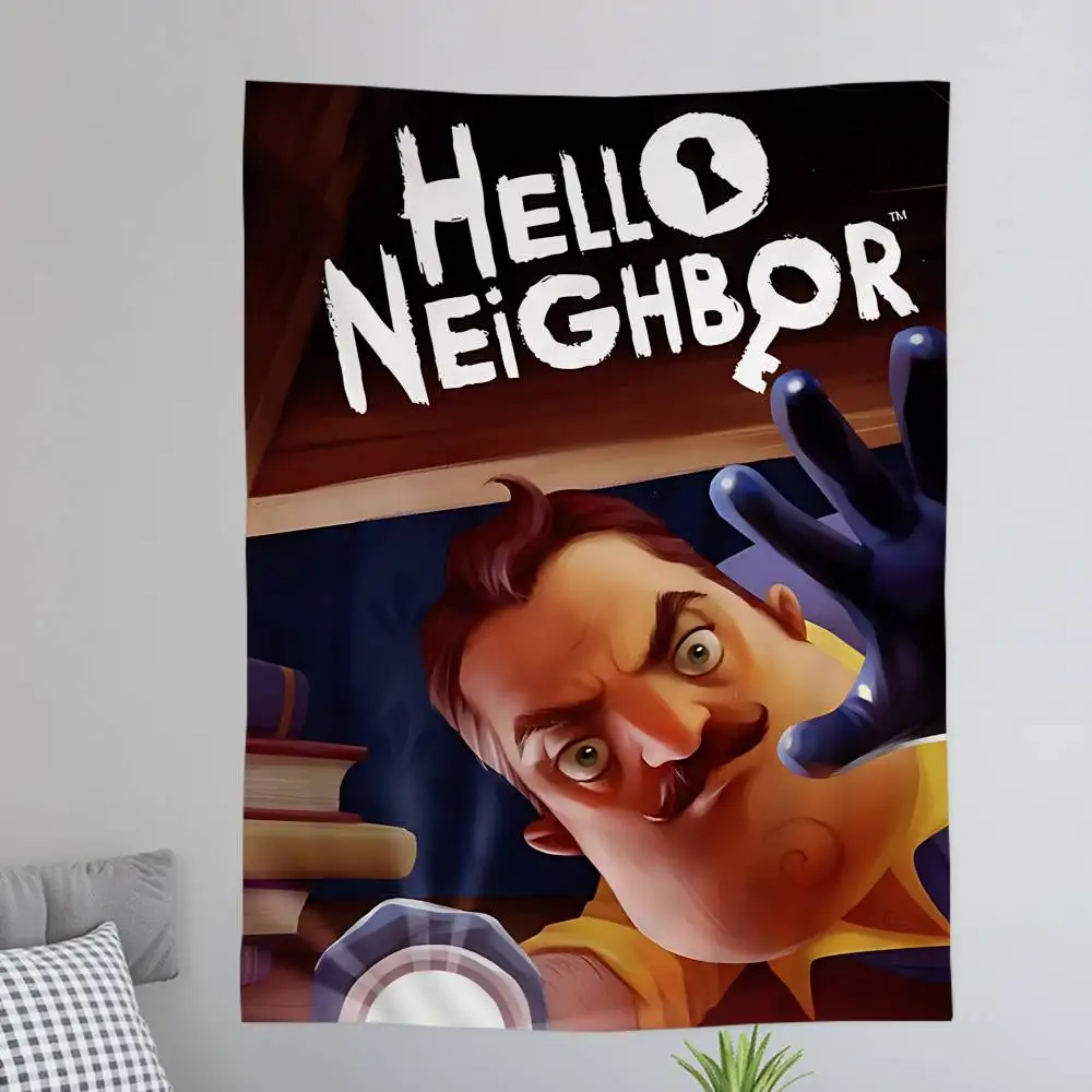 لعبة رعب شعبية مرحبا N-الجيران الكرتون نسيج الفن الخيال العلمي غرفة ديكور المنزل الجدار الشنق ديكور المنزل #1