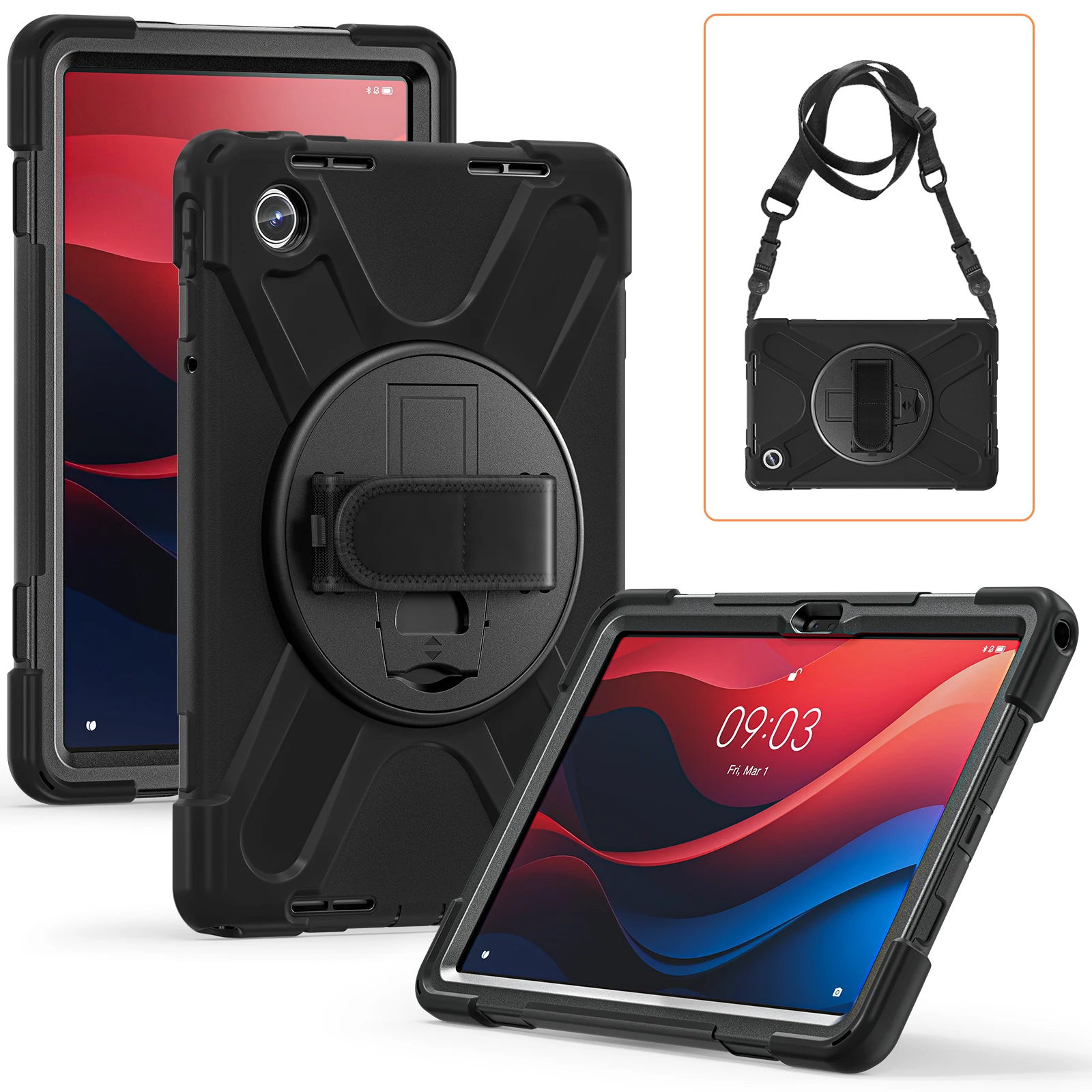 

For Lenovo Xiaoxin Pad 2024 Tab M11 TB-330FU TB-331FC 11 inch Rugged Case Hybrid Cover With Hand Shoulder Strap Shockproof Capa