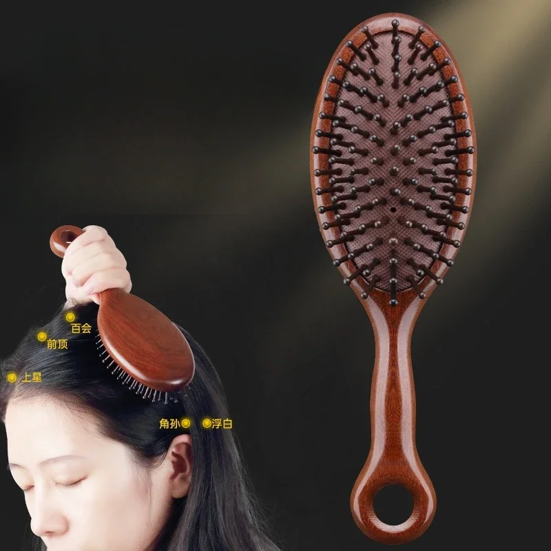 

Natural Sandalwood Comb Scalp Massage Relax Airbag Brush Head Blood Circulation Smooth Hair Anti Static Wooden Massage