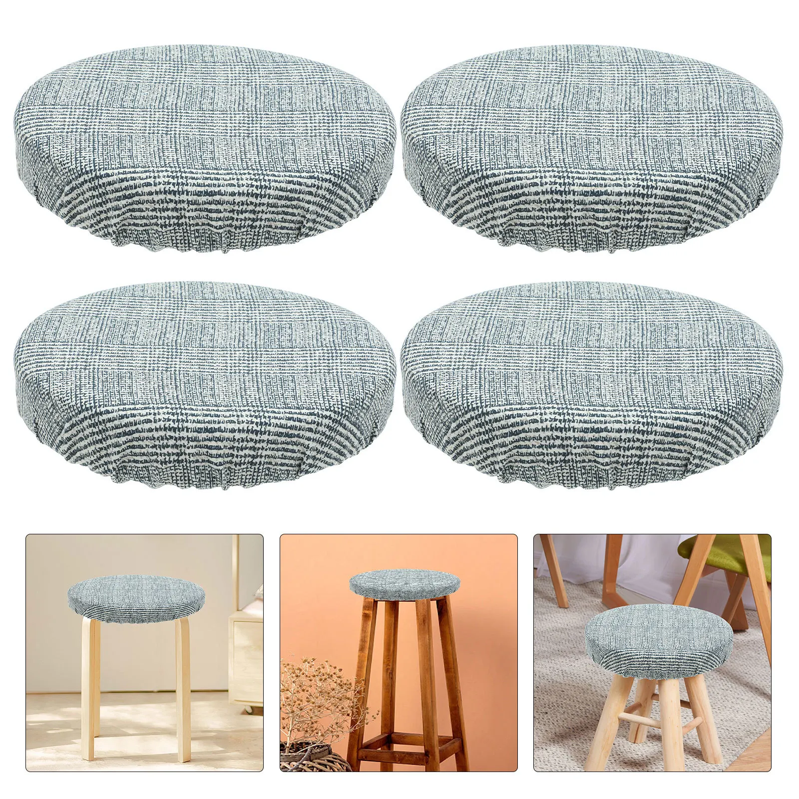 

4Pcs Round Seat Cover Premium Stool Covers Easy Fit Scratch Resistant Machine Washable for Kitchen Dining Wedding