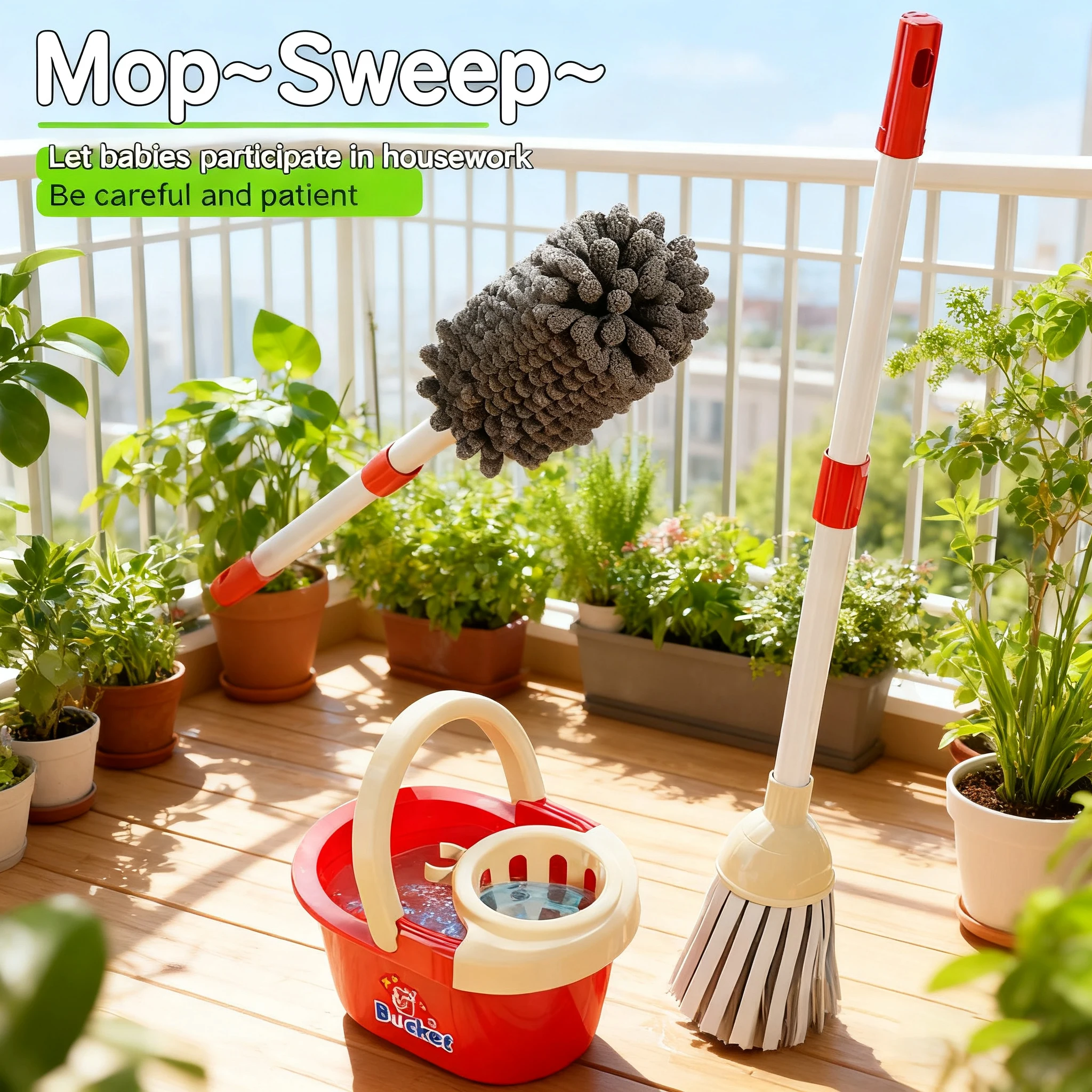 مجموعة تنظيف اللعب التظاهري ومحاكاة الصرف الصحي أداة المكنسة الكهربائية لعبة مجرفة للأولاد والبنات تطوير عادات عيد الميلاد #3