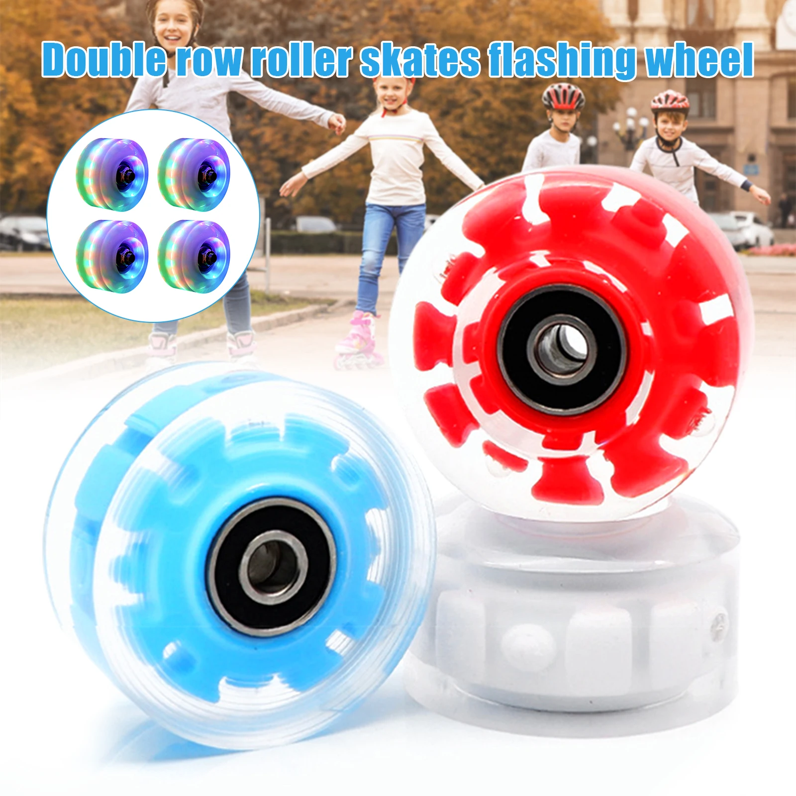 4pcs Double-row Roller Skates Luminous Wheels with Bearings For Double Row Skating Skateboard Cool Outdoor Sports Equipment Hot