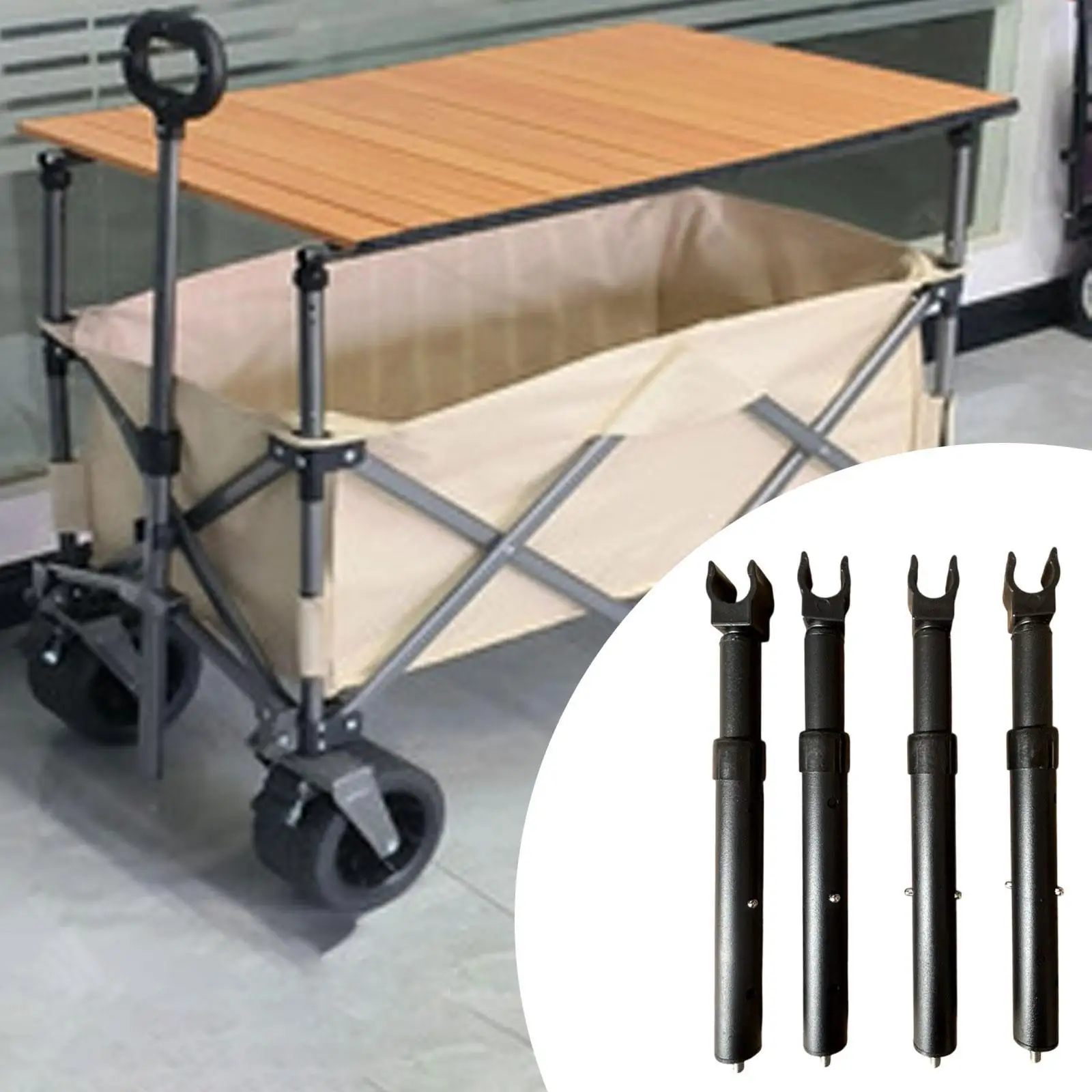 4x Camping Cart Table Support Rod Lifting Rod Heightening Equipment Portable Detachable Telescopic Desk Leg for Trolley