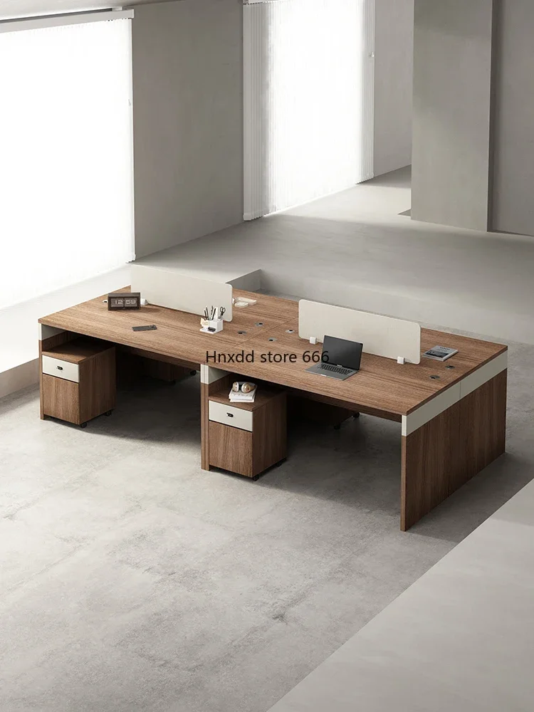 Simple modern computer work table four pairs of six people