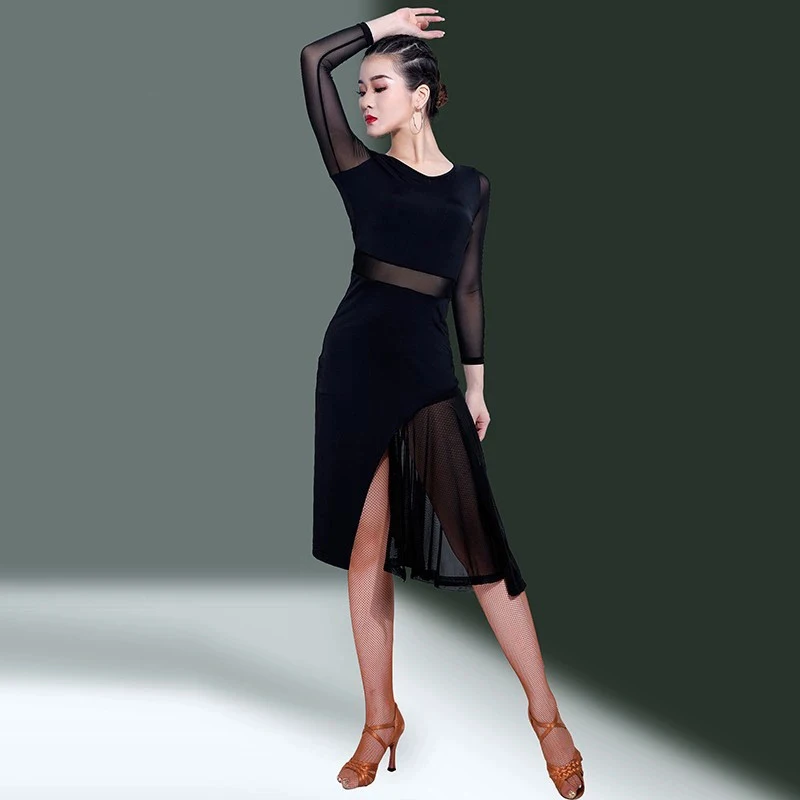 Latin Dance Clothing Women Spring Summer Dress Gauze Slim Sexy Professional Senior Performance Dress Dance Wear Training Dress