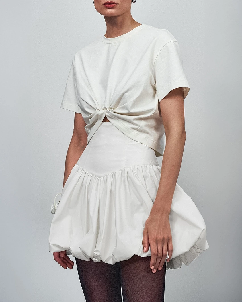 

Ele High Waist Midi Skirt Versatile Patchwork Umbrella Skirt New Faionable Summer Women's Premium Faion Skirt