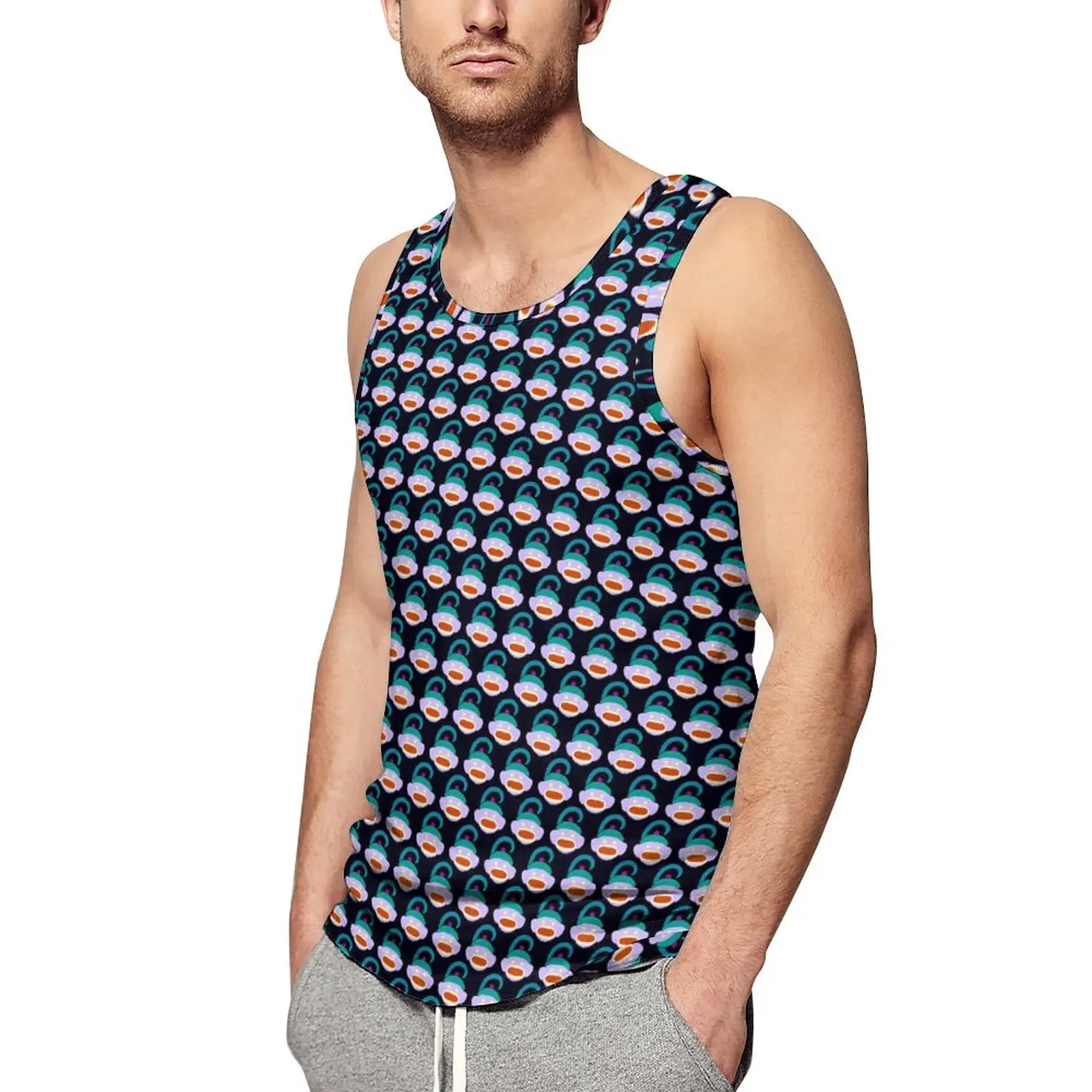 Sock Monkey Summer Tank Top Tail Print Workout Tops Mens Printed Sportswear Sleeveless Vests Plus Size