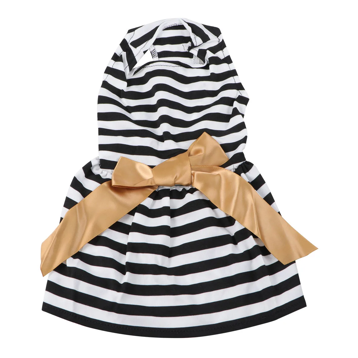 

Pet Dog Summer Dress Black and White Stripe Print Sleeveless Small Dog Skirt Stylish for Everyday Beach Party S