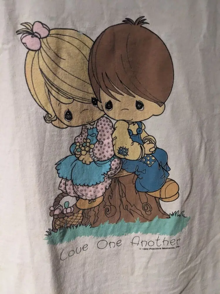 Vintage 1992 Precious Moments Dolls Art White X-Large T-Shirt