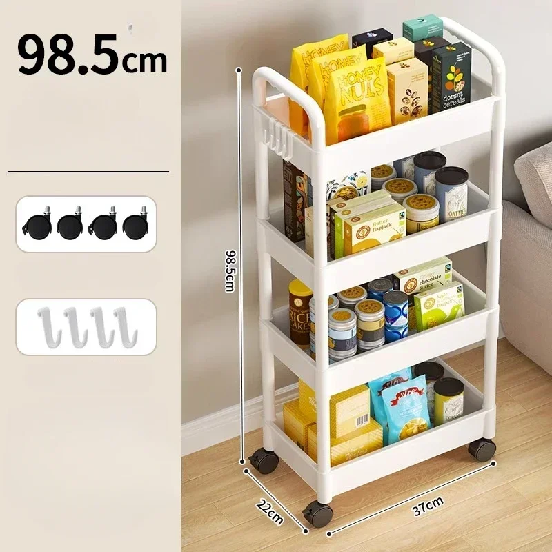 Household Multi-layer Small Cart Storage Rack Floor To Floor Kitchen Bedroom Bathroom Storage Rack Storage Rack With Wheels