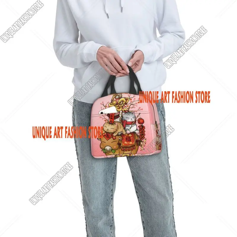Lucky Cat Revolution Portable Lunch Boxes for Japanese Maneki Neko Thermal Cooler Food Insulated Lunch Bag Office Work