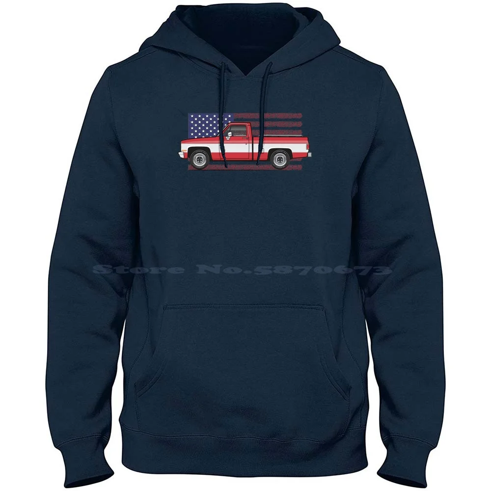 Red And White 100% Pure Cotton Hoodie Tshirt 1981 1982 1983 1984 1985 1986 1987 Sierra Scottsdale Truck Square Pickup C K C10