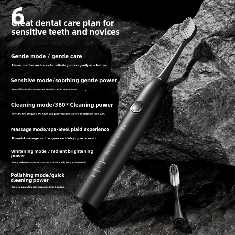 

Rechargeable Sonic Toothbrush Couple Set Auto Cleaning Soft Bristles 5 Vibration Modes 90 Day Battery IPX7