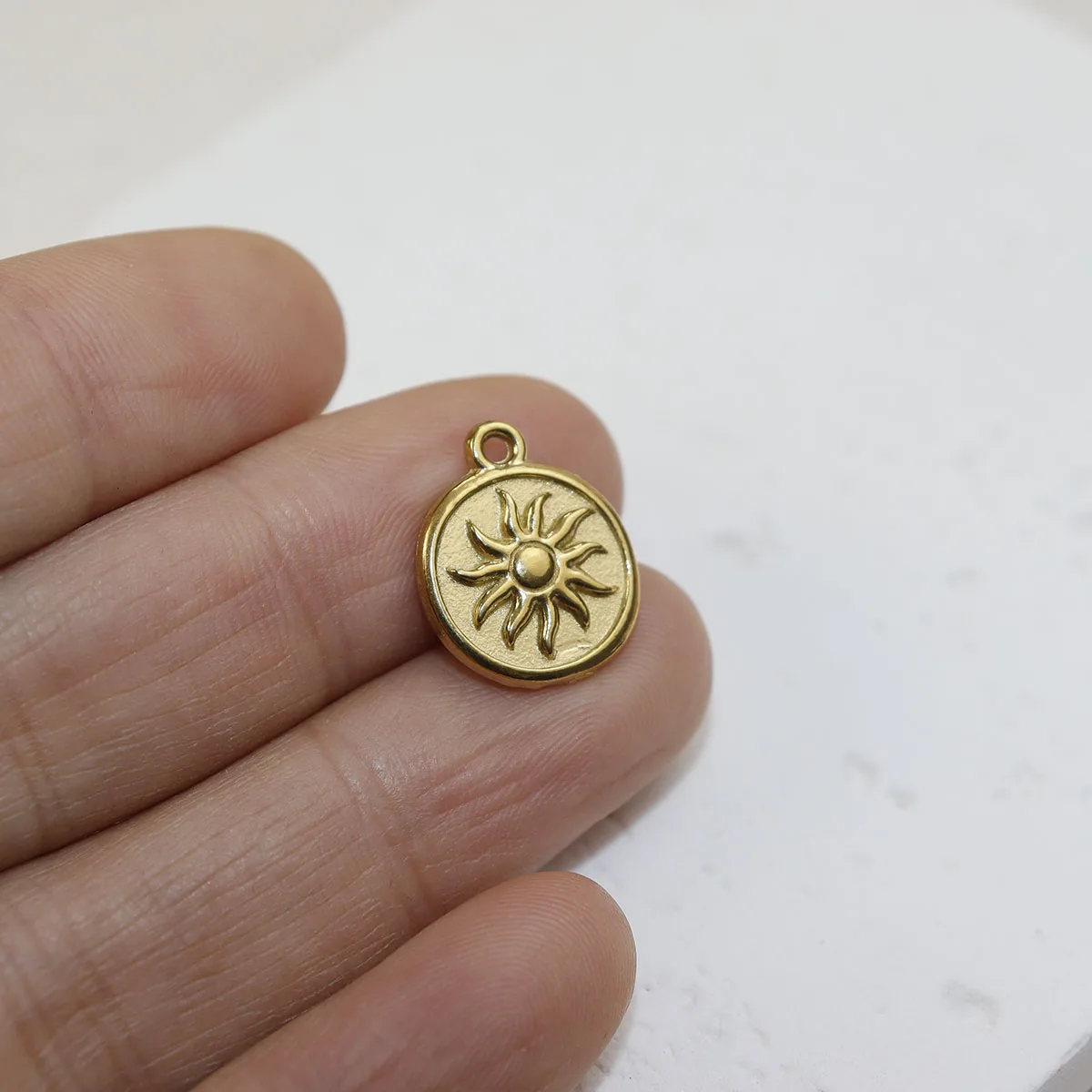 5pcs Stainless Steel Sun Fashion Jewelry Charms Pendant DIY Handcraft Vacuum Plate Waterproof Antiallergic