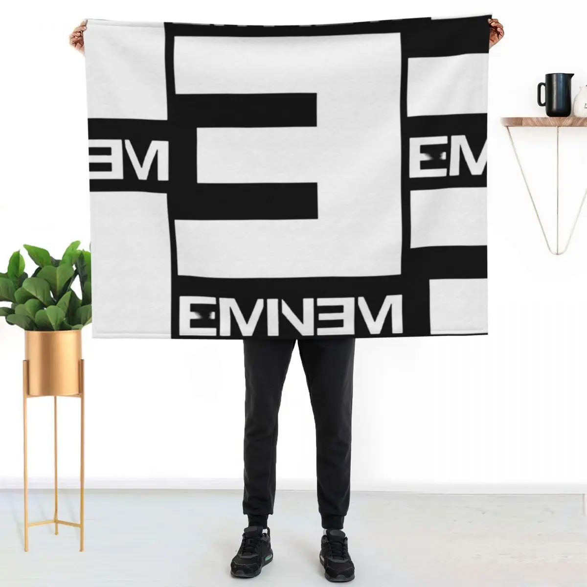 E Eminem Throw Blanket Machine Washable Soft Warm Blanket