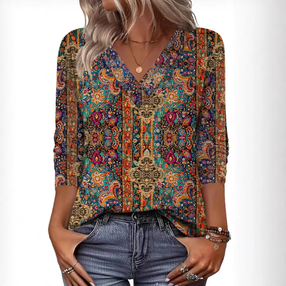 

Elegant Casual Woman T-Shirt Fashion Loose T-Shirt Woman Temperament Long sleeve T-Shirt Holiday Clothes Top