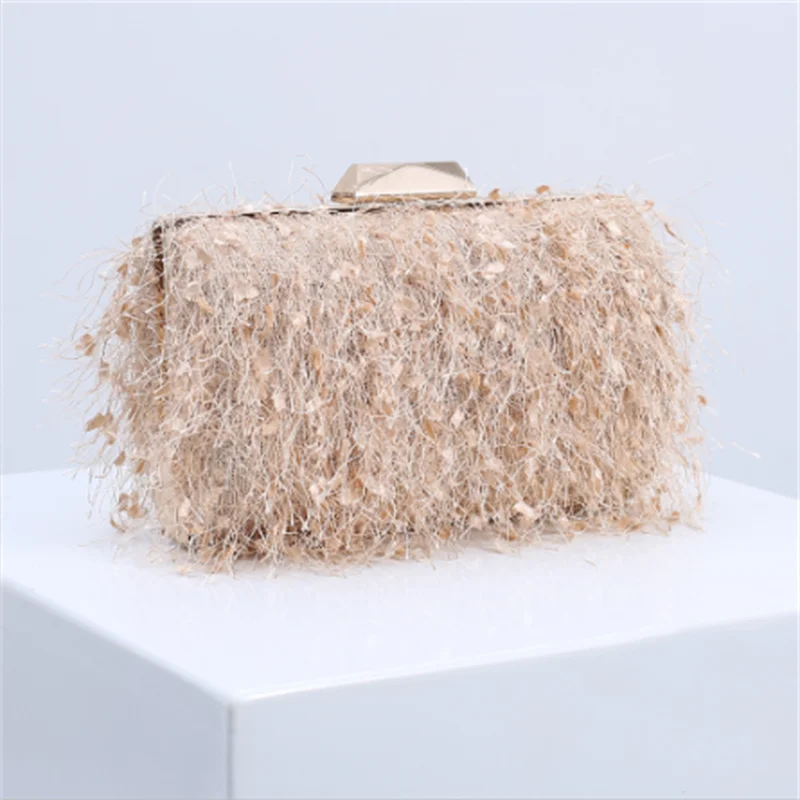

2025 New Women Wool Evening Bags Banquet Clutch Bags Banquet Chain Shoulder Bags For Ladies Drop Shipping