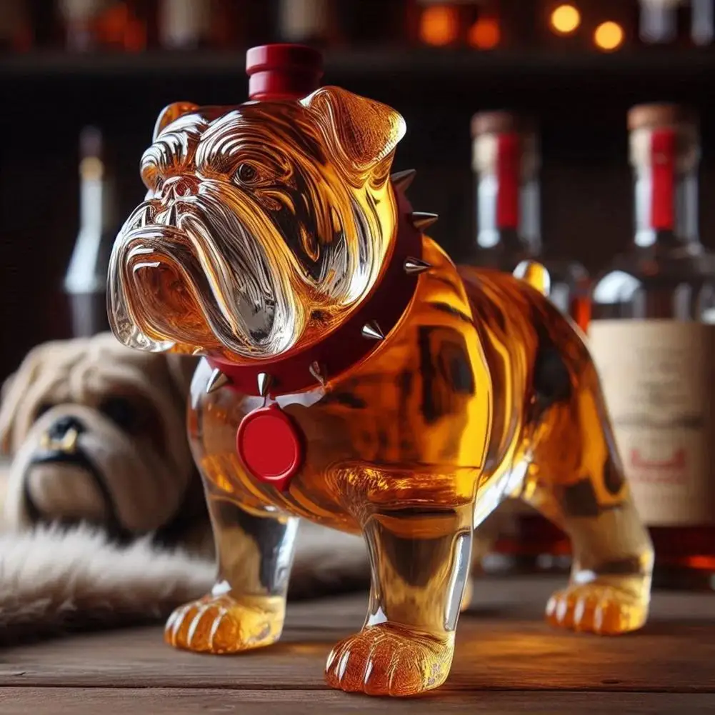 Large Capacity Whiskey Bottle for Parties 300 Ml Whiskey Decanter Bulldog Shape Whiskey Bottle Decanter for Home Bar Accessory view 2