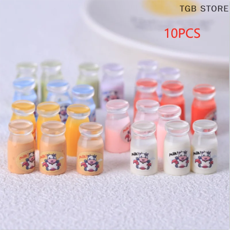 ขวดนมเรซิ่นใสจำลอง 10 ชิ้น ของเล่นบ้านตุ๊กตา ของตกแต่งจิ๋ว น่ารัก ของประดับตกแต่งสไตล์สาวหวาน ของขวัญสำหรับเด็ก